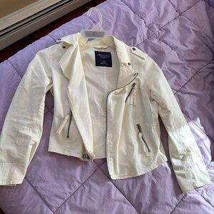 White Denim Zipper Jacket